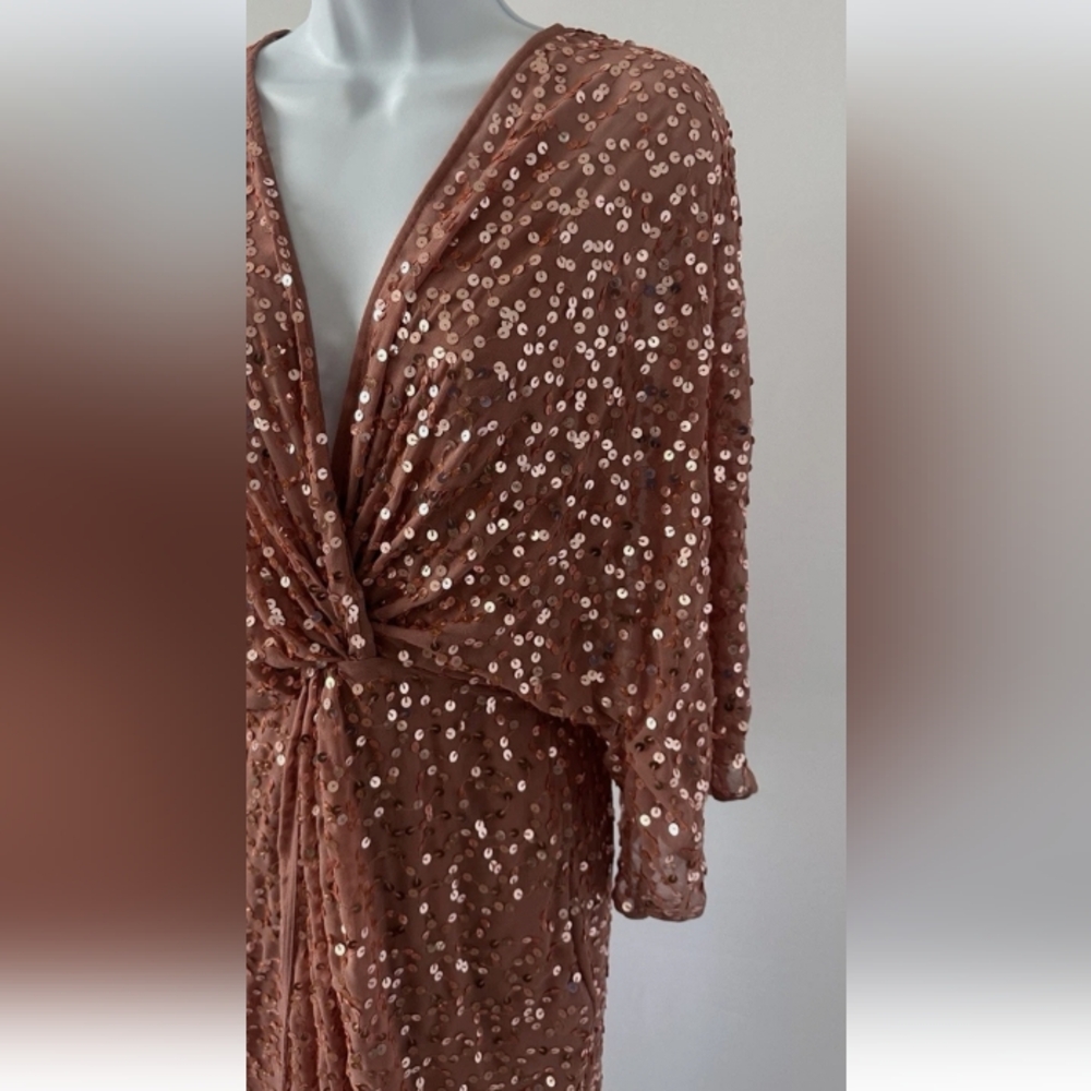 ASOS Rose Gold Sequin Midi Dress